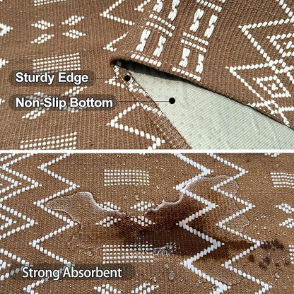 Kitchen Runner Rug,Kitchen Mats for Floor,Braided Rugs Non Slip Washable,20"x48" Boho Style,Brown and White Faux Jute Rug with Anti-Skid TPR Backing for Entryway,Bathroom,Kitchen,Bedroom