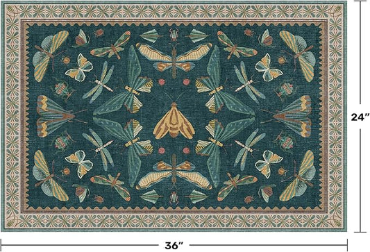 Washable Entry Rugs for Inside House - Non Slip 2x3 Small Rugs for Entryway, Kitchen, Powder Room, Stain & Fade Resistant, Teal Green