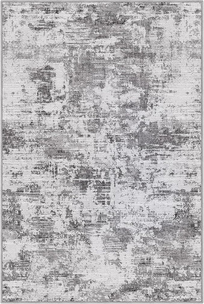 LUMI 5x8 Washable Area Rug for Living Room, Ultra Soft Modern Neutral Grey Rugs Non Slip with Rubber Backing, Low Profile, High Traffic, Stain Resistant Carpets, Ideal for Bedroom, Dining Room