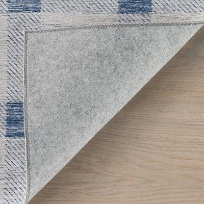 Dash & Albert Valen Plaid Blue Machine Washable Rug, 4 X 6 Feet, Blue/White Plaid Pattern