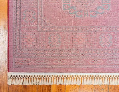 Unique Loom Tekke Collection Over-Dyed Saturated Traditional Torkaman Area Rug (8' 0 x 11' 0 Rectangular, Red/Black)