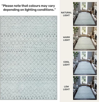 GLN Rugs Contemporary Collection - Machine Washable Area Rug, Contemporary Washable, Non Slip, Low Pile Chenille Rug, Living Room, Bedroom, Kitchen Rug (9' x 12' Gray 0166)