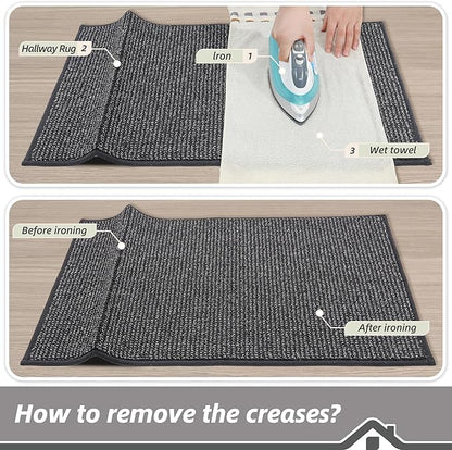 BEQHAUSE 20"x32" Entryway Rug Indoor Door Mat Non-Slip Washable, Hallway Rugs Absorbent & Stain Resist Hall Carpet Runner Rugs for Entryway, Front Door Floor Mats Laundry Room Rugs for Entry, Charcoal