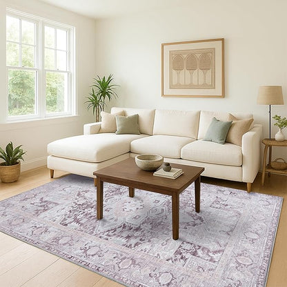 Washable Area Rug. Modern Farmhouse. Vintage. Turkish. Bohemian. Distressed. Oriental. Traditional. Rugs for Living Room. Dining. Bedroom. Office. Entryway. Foyer. (861PP, 5'9 x 8'9)