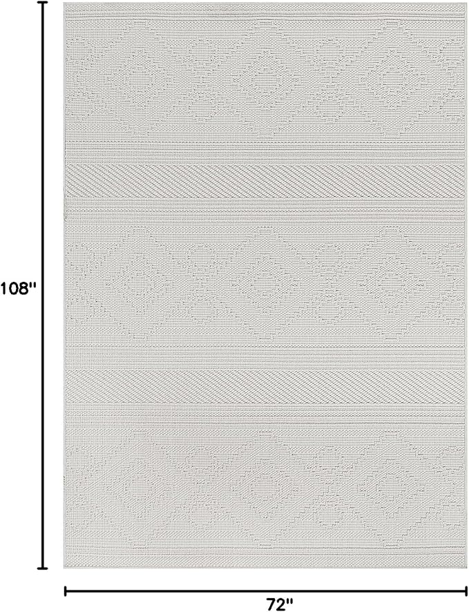 Beverly Rug Micro Loop Area Rug White 6x9 Modern Luxury Soft Boho Geometric Durable Indoor Area Rugs for Living Dining Room Office Stain Resistant Non Shedding Casual Indoor Carpet White 6 x 9