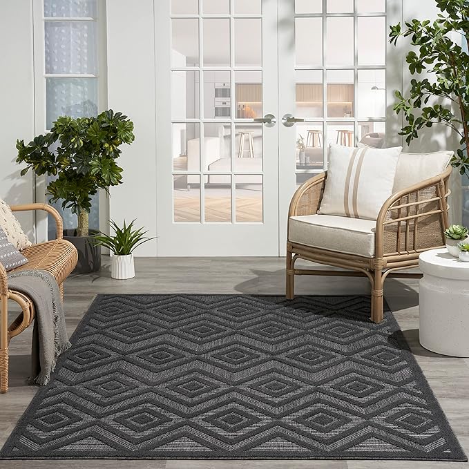Nourison Home Versatile Charcoal Black 4' x 6' Area Rug - Easy Clean, Non Shedding, Bed Room, Living Room, Dining Room, Kitchen (4' x 6')