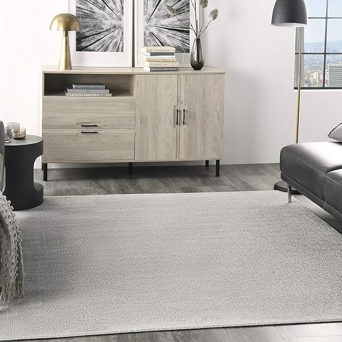 Nourison Home Nourison Essentials Silver Grey 7' x Square Area Rug - Easy Clean, Non Shedding, Bed Room, Living Room, Dining Room, Kitchen (7' x Square)