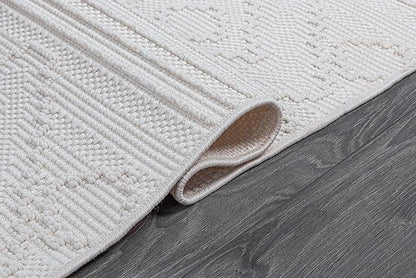 Micro Loop Indoor Rug White 6x9 Boho Geometric Neutral Area Rugs for Living Room Soft Luxury Modern Low and High Pile Durable Stain Resistant Non-Shedding Indoor Area Carpet 6 x 9