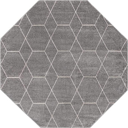 Unique Loom Trellis Frieze Collection Area Rug - Geometric (7' 10" Octagon, Light Gray/ Ivory)