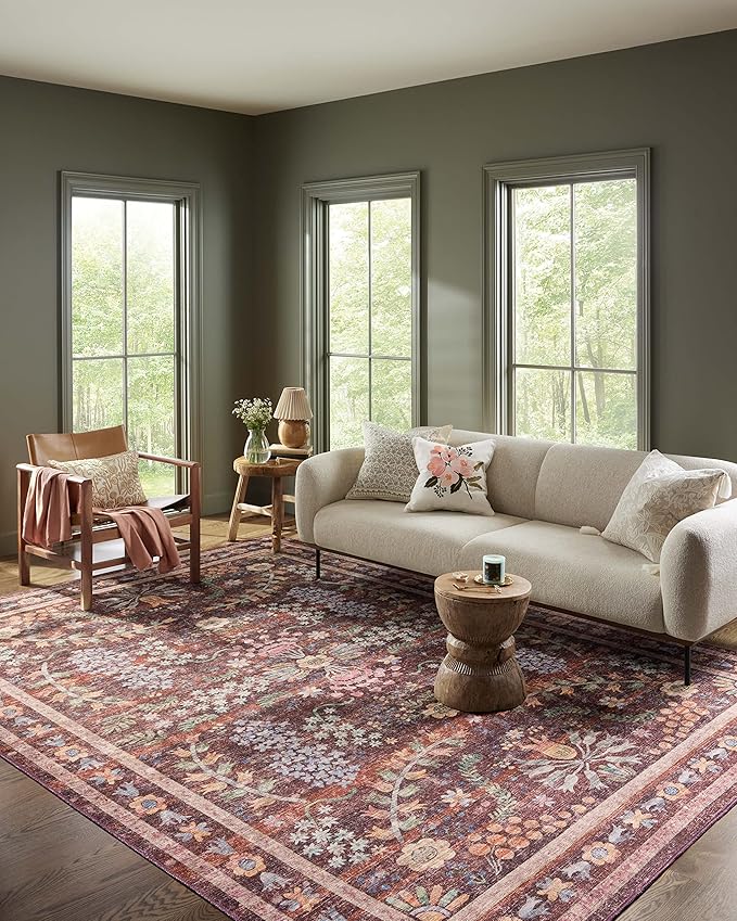 Loloi Rifle Paper Co. Maison Collection MAO-06 Red 3'-9" x 5'-6", .19" Pile Height, Accent Rug