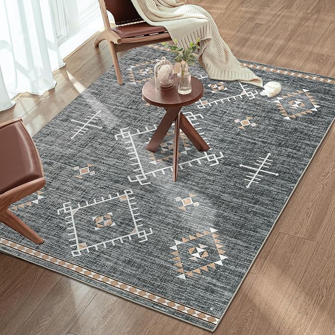ILANGO Area Rug 3'x5' for Living Room Bedroom Washable Moroccan Boho Rugs for High Traffic Area Non Slip & Non-Shedding Rugs Fade Resistant Carpet for Doorway Entryway Kitchen Laundry