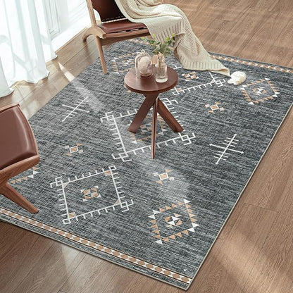 ILANGO Area Rug 3'x5' for Living Room Bedroom Washable Moroccan Boho Rugs for High Traffic Area Non Slip & Non-Shedding Rugs Fade Resistant Carpet for Doorway Entryway Kitchen Laundry