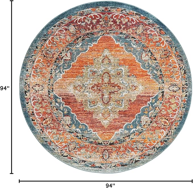Unique Loom Isabella Collection Area Rug - Rossellini (7' 10" Round, Rust Red/ Beige)