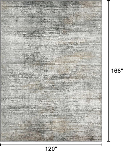 Bavni 10x14 Area Rugs, Modern Living Room Rugs Low Pile, Large Machine Washable Rug Non-Slip, Soft Pet Friendly Rugs for Bedroom, Playroom, Dining Room, Granite Gray