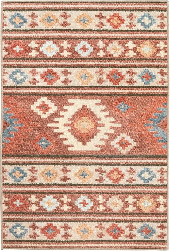 Dash & Albert Canyon Natural Machine Washable Rug, 7.5 X 9.5 Feet, Natural Geometric Pattern - Premium Luxury Hotel Quality Soft Breathable Hypoallergenic Machine Washable Easy Care All Season
