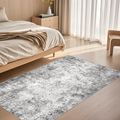 3x5 Area Rug Living Room Rugs - Washable Neutral Modern Abstract Soft Thin Rug Indoor Floor No Slip Rug Carpet for Bedroom Under Dining Table Home Office Decor - Grey