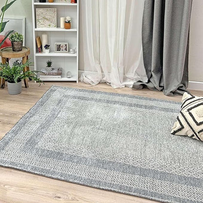 Alfa Rich 5x8 Light Gray Washable Area Rugs for Living Room Bedroom Kitchen Dining Cotton Decor Rug