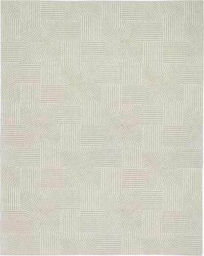 Nourison Home Textured Home Beige Ivory 7'10" x 9'10" Area Rug - Easy Clean, Non Shedding, Bed Room, Living Room, Dining Room, Kitchen (8' x 10')