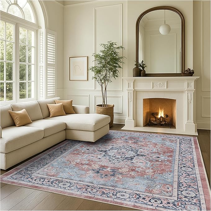 Fame Rugs Turkish Rug. Washable Vintage Oriental Antique Inspired Traditional Doormat Small Modern Area Rugs Luxury Entryway Entry Bedroom Bathroom Kitchen (401TB, 2' x 3')