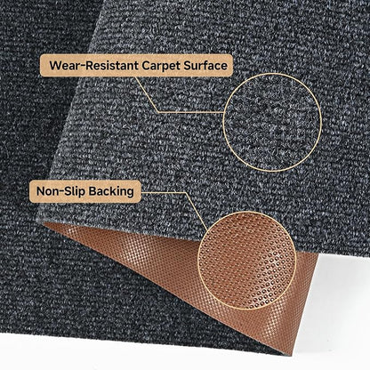jxgzyy Heavy Duty Runner Rugs 2'11 x 9'10'', Non Slip Entrance Doormat, 0.25” Thickness Indoor Outdoor Carpet Runner with Rubber Backing, Waterproof Floor Mat for Hallway Laundry Patio, Grey