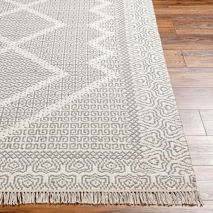 Mark&Day Wool Rugs, 6x9 Nishnabotny Cottage Light Gray Area Rug, Grey Beige Carpet for Living Room, Bedroom or Kitchen (6' x 9')