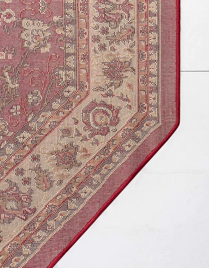 Unique Loom Sialk Hill Collection Area Rug - Washington (7' 11" Octagon Burgundy/Cream)