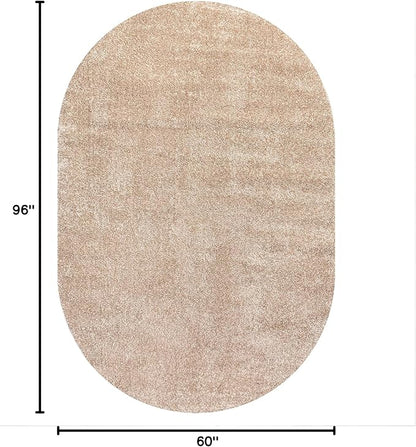 JONATHAN Y Haze Solid Low-Pile Beige 5x8 Oval Indoor Area Rug, Coastal,Bohemian,Minimalist,Classic, Easy-Cleaning for Living Room,Bedroom,Kitchen,Pet Friendly,Non-Shedding (SEU100G-5OV)