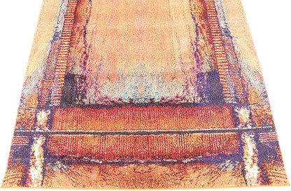 Unique Loom Estrella Collection Rustic, Distressed, Modern, Abstract Area Rug (5' 0 x 8' 0 Rectangular, Orange/Black)