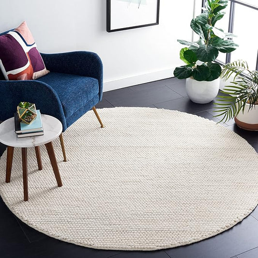 SAFAVIEH Natura Collection Area Rug - 6' x 9' Oval, Ivory, Handmade Wool Blend, Textured Design, Ideal for Living Room, Bedroom, Dining Space (NAT620A)