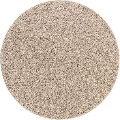 Unique Loom Solid Shag Collection Area Rug (10' 2" Round, Taupe)