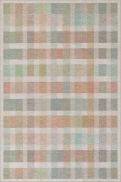 Dash & Albert Chanan Plaid Multi Machine Washable Rug, 5 X 8 Feet, Multicolored/Ivory Plaid Pattern