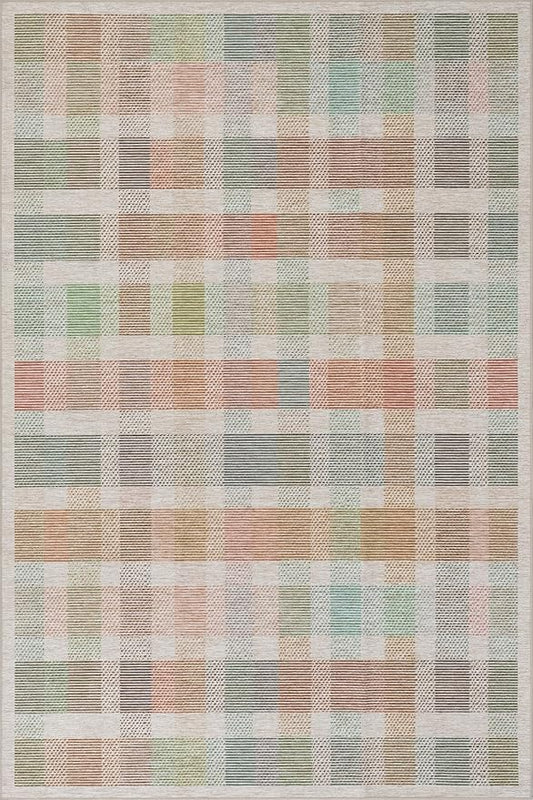 Dash & Albert Chanan Plaid Multi Machine Washable Rug, 5 X 8 Feet, Multicolored/Ivory Plaid Pattern