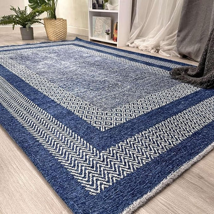 Alfa Rich 3x5 Navy Blue Washable Area Rugs for Living Room Bedroom Kitchen Dining Cotton Runner