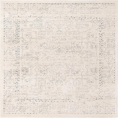 Unique Loom Isabella Collection Area Rug - Adjani (5' 4" Square, White/ Blue)