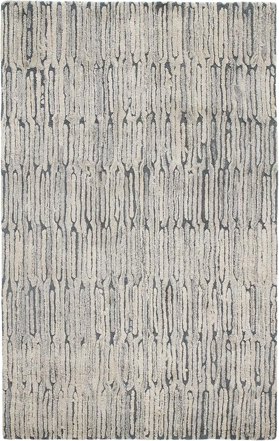 Dash and Albert Malone Everglade Hand Tufted Wool Rug, 5 X 8 Feet, Blue Graphic Pattern - Premium Luxury Hotel Quality Soft Breathable Hypoallergenic Machine Washable Easy Care All Season