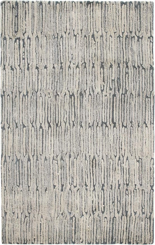 Dash and Albert Malone Everglade Hand Tufted Wool Rug, 9 X 12 Feet, Blue Graphic Pattern - Premium Luxury Hotel Quality Soft Breathable Hypoallergenic Machine Washable Easy Care All Season