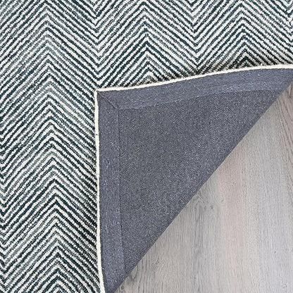 Modern Herringbone Chevron Collection Handcrafted Wool Area Rug - Durable, Zigzag Pattern, for High Traffic, Contemporary Design for Living Room, Bedroom, Dining Room Decor (Denim Blue, 9' x 11')