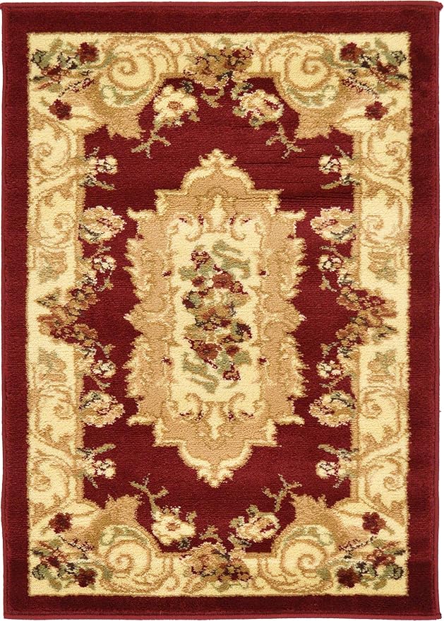 Unique Loom Versailles Collection Traditional Classic Floral Motif Area Rug (2' 2 x 3' 0 Rectangular, Burgundy/ Ivory)