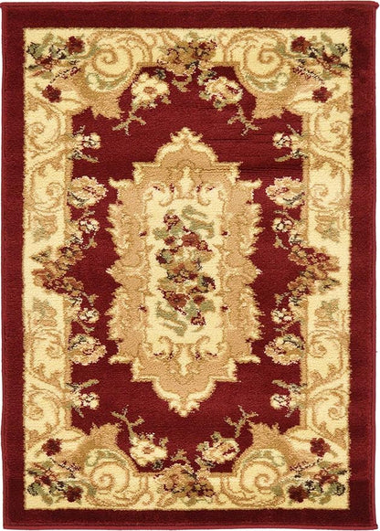 Unique Loom Versailles Collection Traditional Classic Floral Motif Area Rug (2' 2 x 3' 0 Rectangular, Burgundy/ Ivory)