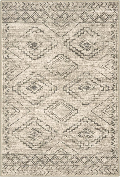 KILOCOCO Boho Entryway Rug 3x5 Area Rug Washable Non Slip Throw Rugs Soft for Kitchen Living Room Dining Bedroom Geometric Moroccan Carpet, Beige/Gray/Green