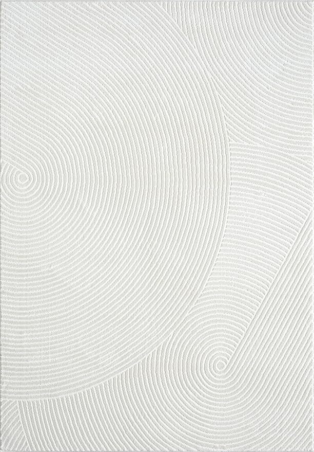 Abani Cream Area Rug 8' x 10' for Living Room, Bedroom - Zen Reiki Circles Pattern - Durable & Easy to Clean