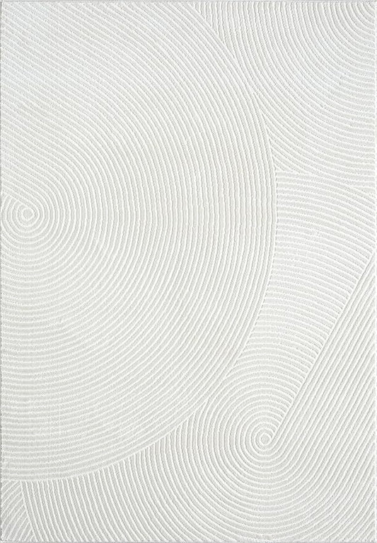 Abani Area Rug for Living Room, Bedroom - Zen Reiki Circles Pattern - Durable & Easy to Clean (Cream, 10' x 14')