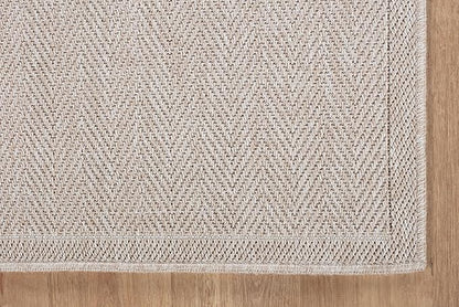 CAMILSON Easy Jute Rug 8x10, Indoor Outdoor Off-White Color Fiber Area Rugs for Living Room and Patio Rug Herringbone Seagrass Boho Woven Design Easy-Cleaning Washable Outside Carpet Alfombras 8 x 10