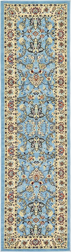 Unique Loom Sialk Hill Collection Area Rug - Washington (2' 7" x 10' Runner Light Blue/Navy Blue)