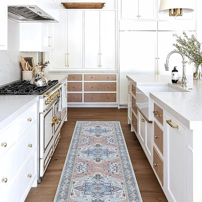 Washable Area Rug. Modern Farmhouse. Vintage. Turkish. Bohemian. Distressed. Oriental. Traditional. Rugs for Living Room. Dining. Bedroom. Office. Entryway. Foyer. (861NT, 2'5" x 13')