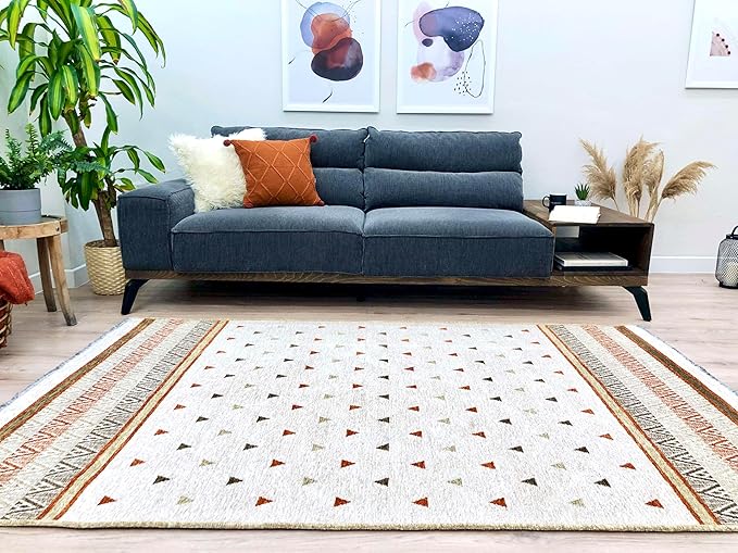 Alfa Rich 4x6 Beige Terracotta Washable Area Rugs for Living Room Kitchen Bedroom Decor Rug