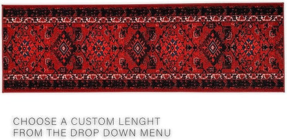 Custom Made Runner Rug Low Pile With Rubber Backing For Kitchen Foyer Hallway Entry Choose Your Length Size 31 Inch Wide Tribal Oriental Bokhara Torkaman Burgundy Color (2 feet x 31 Inch)