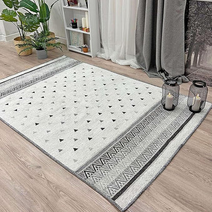Alfa Rich 4x6 Gray Off White Washable Area Rugs for Living Room Bedroom Kitchen Dining Cotton Rug