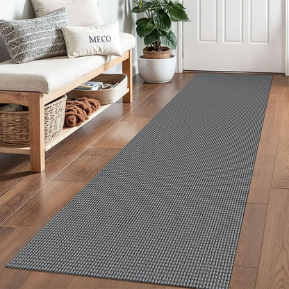 Braided Runner Rug 2x6 Ft Washable Runners for Hallways Non Slip Rubber Backed Kitchen Runners Cotton Entryway Runner Indoor, Woven Floor Carpet for Hall Kitchen Bedroom, Dark Grey/Grey