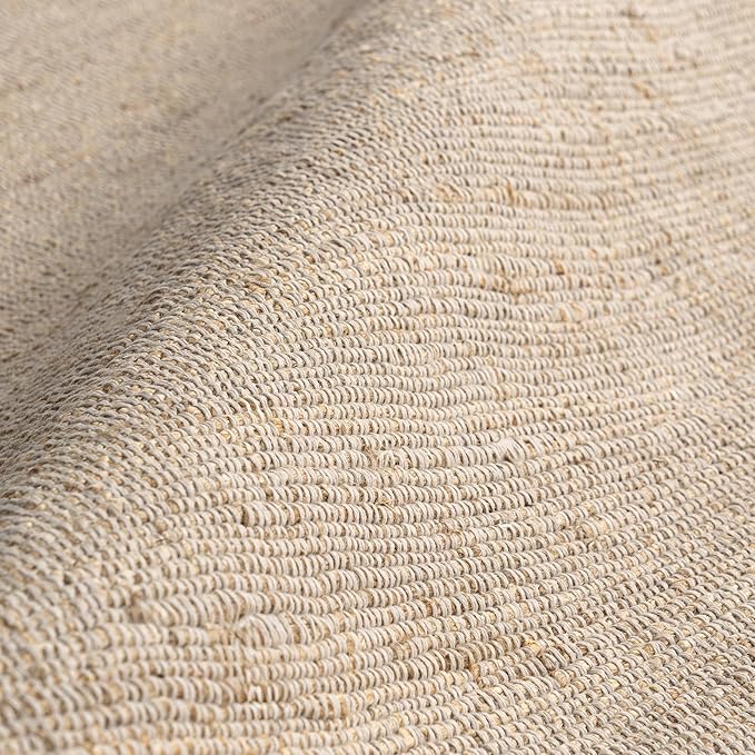 nuLOOM 6 Round Elfriede Jute & Cotton Hand Woven Area Rug, Natural, Solid Rustic Farmhouse Style, Weaved Design, Natural Fiber, For Bedroom, Living Room, Dining Room, Hallway, Office, Entryway